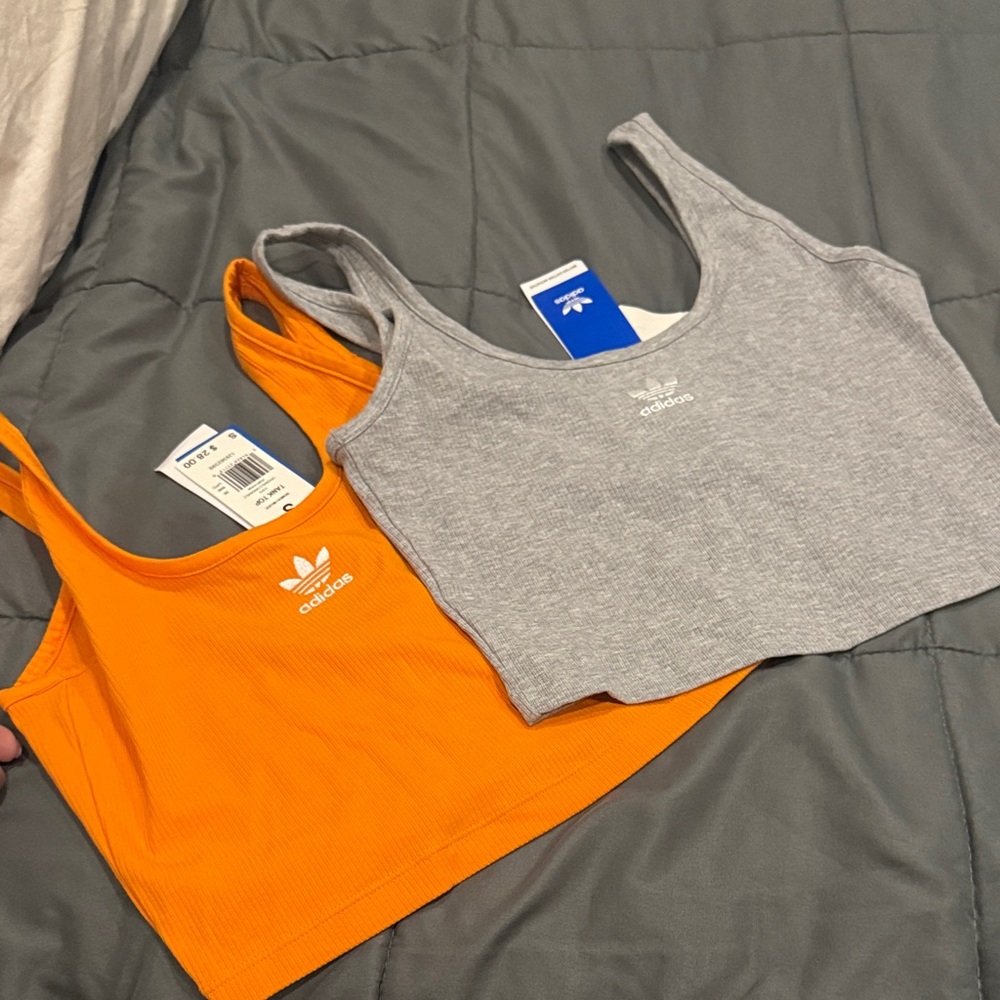 Adidas Orange and Gray Crop Tops Set